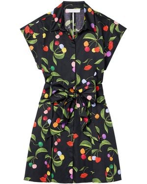 Borgo De Nor Helena Tie-Front Printed Cotton Mini Shirt Dress - Black