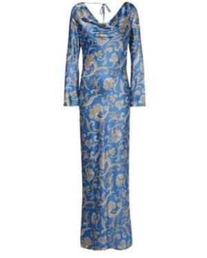 Veronica Beard Ember Printed Silk-Blend Maxi Dress - Blue