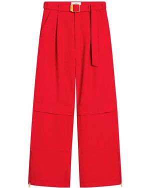 Ami Paris Wool Canvas Cargo Pants With Buckle - Red