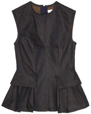 REMAIN Birger Peplum Denim Top - Black