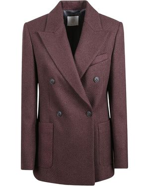 Eleventy Double-Breasted Long Sleeve Suit Jacket - Purple