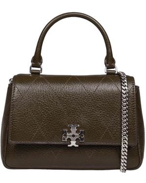 Tory Burch Mini Charlie Quilted Top-Handle Crossbody - Brown