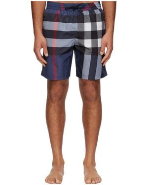 Burberry Plaid Swim Trunks - Blue