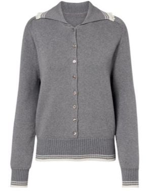 Magda Butrym Crochet-Trimmed Cotton And Cashmere Polo Jumper - Grey