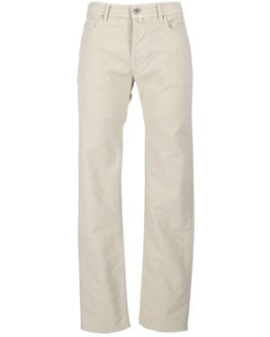 Jacob Cohen Logo Patch Straight-Leg Pants - Natural