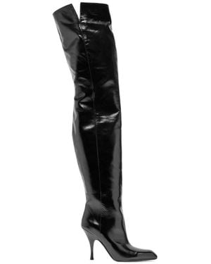 KHAITE Colt 100 Glossed Leather Over-The-Knee Boots - Black