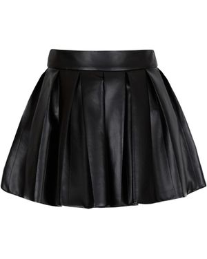 Balmain Short Pleated Faux Leather Skirt - Black