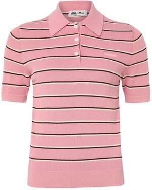 Miu Miu Striped Polo Shirt - Pink