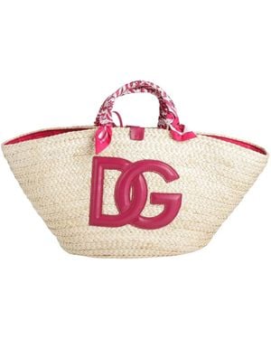 Dolce & Gabbana Large-Capacity Woven Straw Tote Bag - Pink