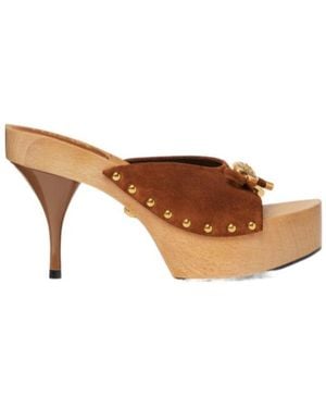 Versace Platform Medusa Mules - Brown