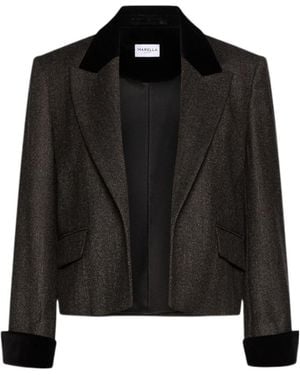 Marella Collared Cropped Casual Jacket - Black