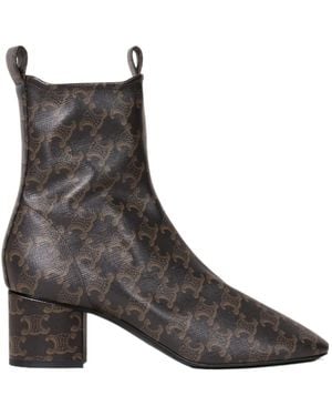 Celine Round-Toe Short Boots - Brown