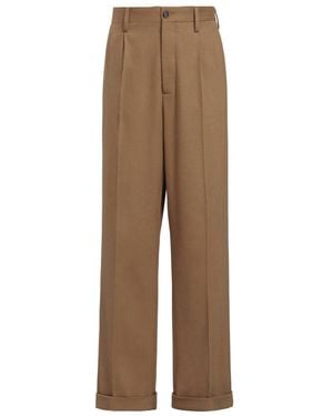 Marni High Waist Wide Leg Pants - Natural