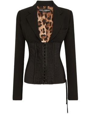 Dolce & Gabbana Lace Detailed Bustier Jacket - Black