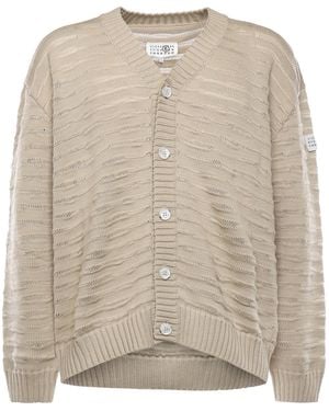 MM6 by Maison Margiela V-Neck Knitted Cardigan - Natural
