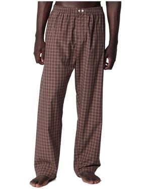 Tekla Plaid Pyjama Trousers - Brown