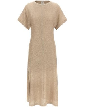 Brunello Cucinelli Sequined Midi Dress - Natural