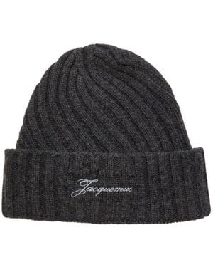 Jacquemus Wool-Blend Beanie Ribbed - Black