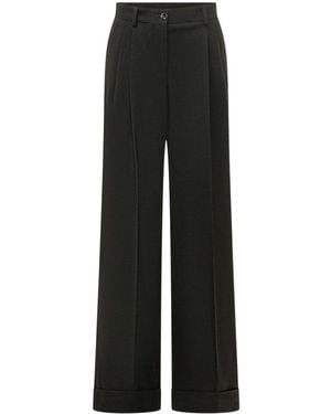 Dolce & Gabbana Straight Leg Pleated Trousers - Black