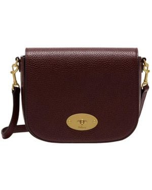 Mulberry Grained Leather Saddle Flap Bag - Purple