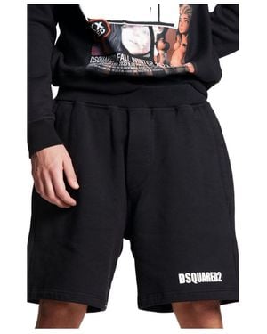 DSquared² Logo Printed Bermuda Shorts - Black