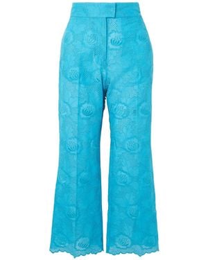 Valentino Floral Embroidered Flared Trousers - Blue