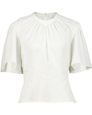 Rabanne Gathered Flared-Sleeve Top - White