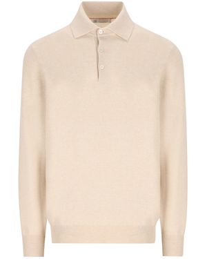 Brunello Cucinelli Polo-Collar Knitted Jumper - Natural