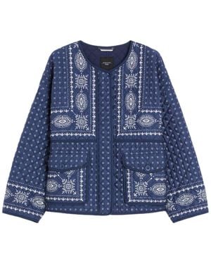 Weekend by Maxmara Quilted Cotton Crew-Neck Jacket - Blue