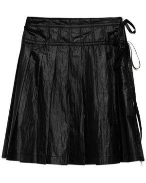 Low Classic Pleated Zipper Skirt - Black