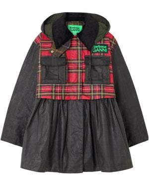 Barbour Ganni Plaid Hooded Jacket - Gray