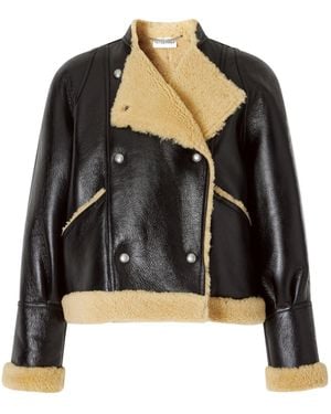 Altuzarra Kenny Shearling-Trimmed Leather Coat - Black