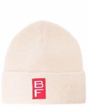 BY FAR Logo Patch Turn-Up Brim Beanie - White