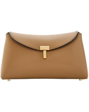 TOTEME T-Lock Mini Leather Clutch - Natural