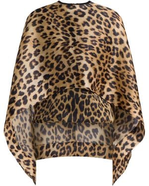 Alberta Ferretti Cape-Effect Printed Top - Natural