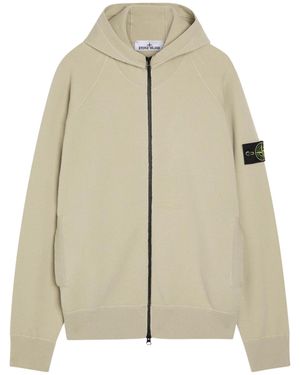Stone Island Wool Blended Hooded Sweatshirt - Natural