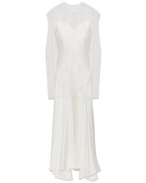 AllSaints Sheer-Overlay Flared Dress - White