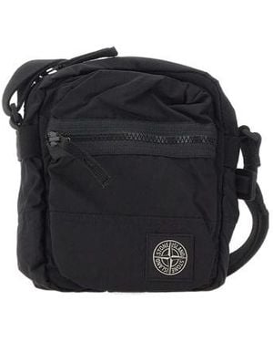 Stone Island Logo Patch Zipped Crossbody Bag - Black