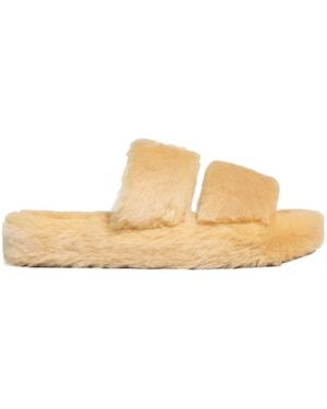 Celine Triomphe Shearling Slipper - Natural
