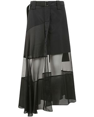 Sacai Paneled Pleated Skirt - Black
