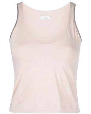 Brunello Cucinelli Monili-Trim Tank Top - Pink