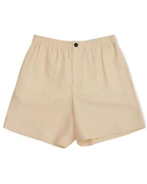 Valentino Elastic-Waistband Side-Stripe Shorts - Natural