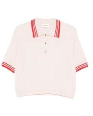Soft Goat Striped Polo Top - Pink