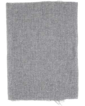 Gran Sasso Sequin-Embellished Frayed Scarf - Grey