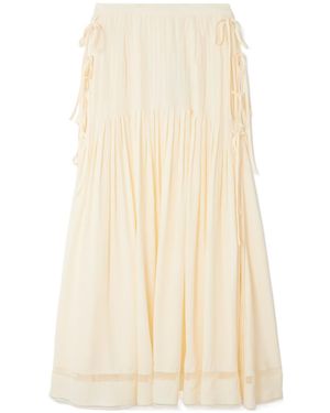 Rabanne Rabanne Side Bow Detailed Midi Skirt - Natural