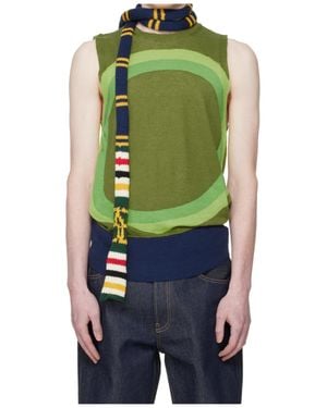 Edward Cuming Vortex Crew Neck Knitted Vest - Green