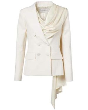 Nina Ricci Scarf-Detail Virgin Wool Gabardine Blazer - White