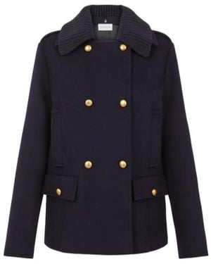 P.A.R.O.S.H. Double-Breasted-Button Peacoat - Blue