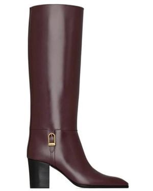 Saint Laurent Julia Square Toe Boots - Brown