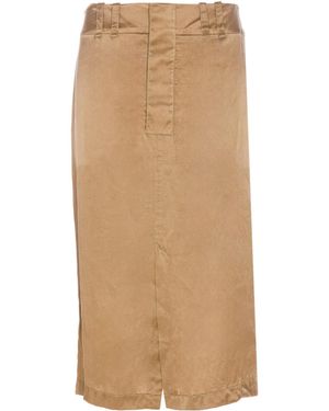 Saint Laurent Front Slit Skirt - Natural